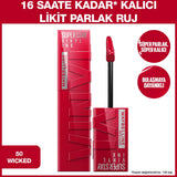 Maybelline New York Super Stay Vinyl Ink Liquid Lipstick - 16 Hour Long-Lasting, High Shine Finish, Smudge-Proof - Wicked