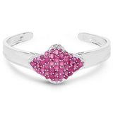 7.38 Carat Glass Filled Ruby, Ruby and White Topaz .925 Sterling Silver Bangle