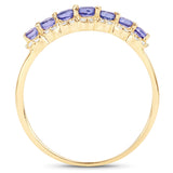0.51 Carat Genuine Tanzanite and White Diamond 14K Yellow Gold Ring