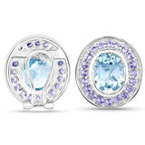 6.30 Carat Genuine Blue Topaz and Tanzanite .925 Sterling Silver Earrings