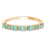 0.41 Carat Genuine Zambian Emerald and White Diamond 14K Yellow Gold Ring