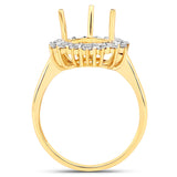 0.48 Carat Genuine White Diamond 14K Yellow Gold Semi Mount Ring - holds 11x9mm Pear Gemstone