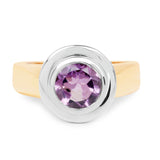14K Yellow Gold Plated 2.25 Carat Genuine Amethyst .925 Sterling Silver Ring