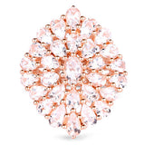 14K Rose Gold Plated 4.55 Carat Genuine Morganite .925 Sterling Silver Ring