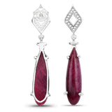 23.25 Carat Dyed Ruby and White Topaz .925 Sterling Silver Earrings
