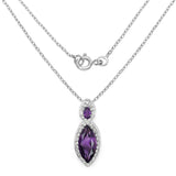 3.53 Carat Genuine Amethyst and White Topaz .925 Sterling Silver Pendant