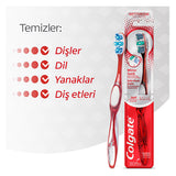 Colgate 360 Advanced Optic White Toothbrush - Whiter Teeth, Tongue & Cheek Cleaner, Medium Bristles, Plaque Removal