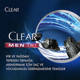 Clear Men 3-in-1 Charcoal Shampoo & Shower Gel: Deep Clean, Fight Dandruff, & Simplify Your Routine - 11.83 fl oz