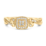 14K Yellow Gold Plated .925 Sterling Silver 1/10 Cttw Round-Cut Diamond Composite Halo Engagement Ring (I-J Color, I3 Clarity)- Size 7