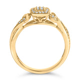 14K Yellow Gold Plated .925 Sterling Silver 1/10 Cttw Round-Cut Diamond Composite Halo Engagement Ring (I-J Color, I3 Clarity)- Size 7