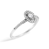 14K White Gold 1/5 Cttw Diamond Oval Shape With Halo Engagement Ring (H-I Color, I1-I2 Clarity) - Size 7
