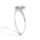 14K White Gold 1/5 Cttw Diamond Oval Shape With Halo Engagement Ring (H-I Color, I1-I2 Clarity) - Size 7