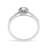 14K White Gold 1/5 Cttw Diamond Oval Shape With Halo Engagement Ring (H-I Color, I1-I2 Clarity) - Size 7