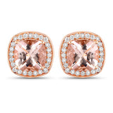 2.71 Carat Genuine Morganite and White Diamond 14K Rose Gold Earrings