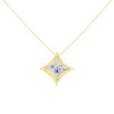 10K White Gold 1/10 Cttw Bezel Set Solitaire Princess Cut Diamond Kite Shaped Pendent Necklace - 18" Inches