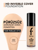 Flormar Invisible Cover HD Semi-Dewy SPF30 Foundation 30ml