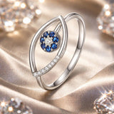 925 Sterling Silver Oxidized Ring with Pavé Setting CZ, 0.9*1.6 cm for Women