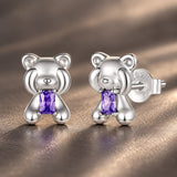 925 Sterling Silver White Gold Plated 0.9 x 0.6 cm Pavé CZ Earrings for Women