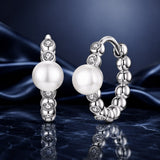 925 Sterling Silver White Gold Plated Moissanite & Pearl Earrings for Women