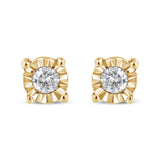 10K Yellow Gold Plated .925 Sterling Silver 1/10 Cttw Round Brilliant-Cut Diamond Miracle-Set Stud Earrings (J-K Color, I3 Clarity)