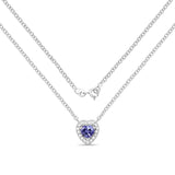 0.55 Carat Genuine Tanzanite and White Topaz .925 Sterling Silver Necklace