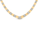 14K Yellow Gold 4/5 Cttw Diamond Cluster and Bar Set Link 3.5 MM Chain Necklace (G-H Color, VS1-VS2 Clarity) - 16" Inches