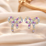 925 Sterling Silver White Gold Plated Pavé Setting CZ Earrings 1.0cm for Women