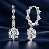 925 Sterling Silver White Gold Plated 1 Carat Moissanite Pavé CZ 2.2cm Hoop Earrings for Women