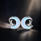 925 Sterling Silver Earrings with Transparent Glass, 13mm x 12mm for Women