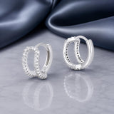 925 Sterling Silver Earrings with White Gold Plating and Pavé Setting CZ for Women