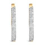 14K Yellow Gold Plated .925 Sterling Silver 1.0 Cttw Baguette Diamond Hoop Earrings