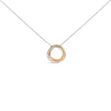 Tri Tone Sterling Silver 1/5 Cttw Diamond Interlocking Circle Pendant Necklace
