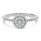 Sterling Silver 1/5 Cttw Diamond Round Motif Halo Ring