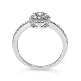 Sterling Silver 1/5 Cttw Diamond Round Motif Halo Ring