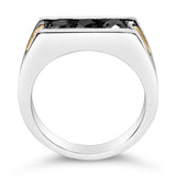 Men's 14K Yellow Gold Plated Sterling Silver 1-1/2 Cttw Black Diamond Channel Set Band Ring