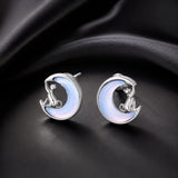 925 Sterling Silver Earrings with Transparent Glass, 13mm x 12mm for Women