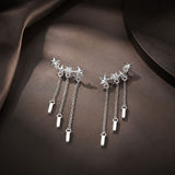 925 Sterling Silver Plated Platinum Pavé Setting CZ Earrings 3.4*0.7cm for Women
