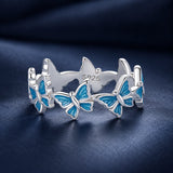 925 Sterling Silver Enamel Ring Size 6 for Women