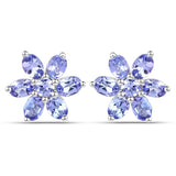 2.24 Carat Genuine Tanzanite .925 Sterling Silver Earrings