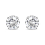 14K White Gold 1.0 Cttw 4-Prong Set Brilliant Round-Cut Solitaire Lab Grown Diamond Push Back Stud Earrings (E-F Color, VVS2-VS1 Clarity)