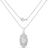 0.48 Carat Genuine Aquamarine and White Topaz .925 Sterling Silver Pendant
