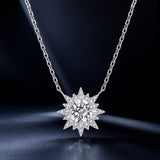 925 Sterling Silver 0.5 Carat Moissanite Necklace in White Gold Plating for Women