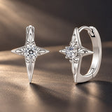 925 Sterling Silver White Gold Plated CZ Pavé 1.5 x 1.0 cm Hoop Earrings for Women