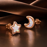 925 Sterling Silver Rose Gold Translucent Opal Earrings for Women