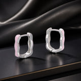 925 Sterling Silver Earrings with Enamel in White Gold Finish - 13*3mm for Women