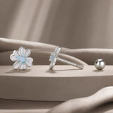 925 Sterling Silver Opal Nanometer Stone Enamel Earrings for Women