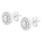 14k White Gold 1 cttw Diamond Halo Stud Earrings (I-J Clarity, I1-I2 Color)