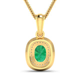 1.50 Carat Genuine Zambian Emerald and White Diamond 14K Yellow Gold Pendant