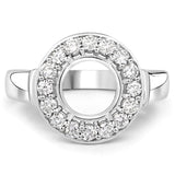 0.48 Carat Genuine White Diamond 14K White Gold Semi Mount Ring - holds 8.00mm Round Gemstone