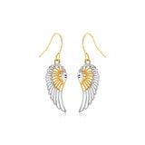Two-Tone Wing Drop Earrings in 10K Gold